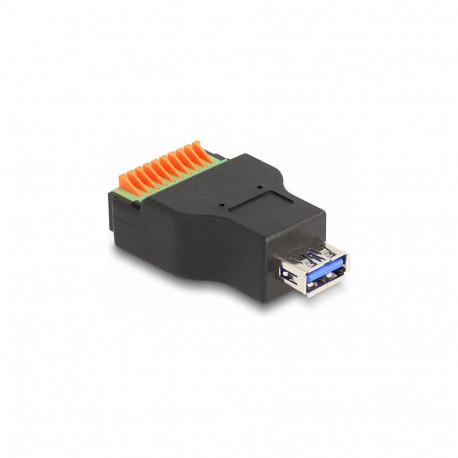 "Delock USB 3.2 Gen 1 Typ-A Buchse zu Terminalblock Adapter mit Drucktaster"
