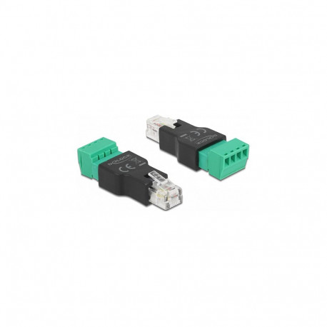 "Delock Adapter RJ11/14 Stecker zu Terminalblock 4 Pin 2-teilig"