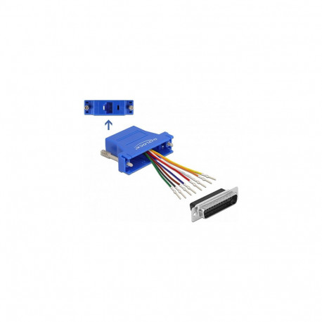Adapter D-Sub 25-kontaktilise pistiku ja RJ45-pesaga paigalduskomplekt, sinine