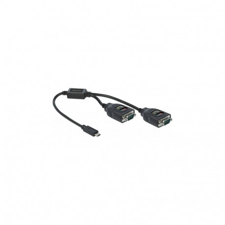 USB Type-C™ adapter 2 × RS-232 DB9 jadaliidesele, 15kV ESD-kaitsega