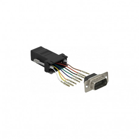 D-Sub 9 Pin pistiku ja RJ45 pesa paigalduskomplekt, must