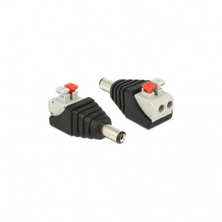 "Adapter DC 5,5 x 2,1 mm Stecker > Terminalblock mit Drucktasten 2 Pin"