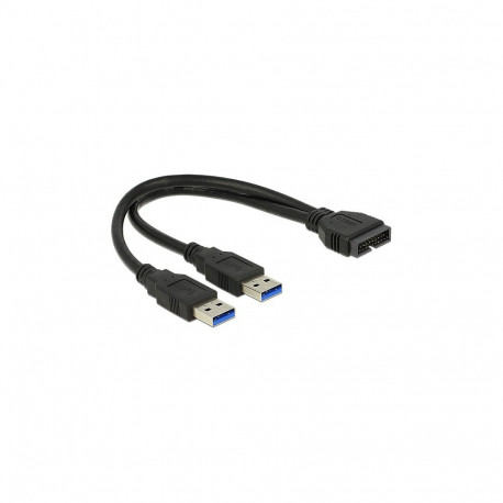 "Delock Kabel USB 3.0 Pfostenstecker > 2 x USB 3.0 Typ-A Stecker 25 cm"