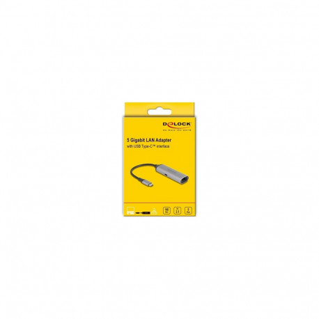 Delock USB Type-C™ võrguadapter 5 Gigabit LAN 1 x RJ45 Power Delivery PD 3.1 140 Watt