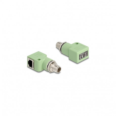 Delock M12 adapter X-koodiga 8-kontaktiline pistik RJ45 pesaks Cat.5e kinnitusauguga 90° nurga all r