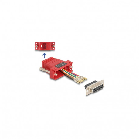 "Delock D-Sub 15 Pin Buchse zu RJ45 Buchse Montagesatz rot"