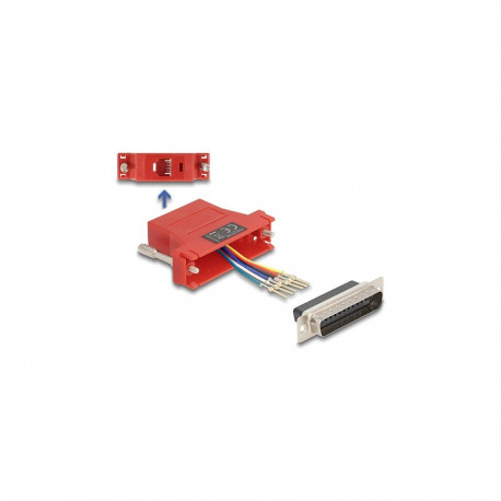 "Delock D-Sub 25 Pin Stecker zu RJ12 Buchse Montagesatz rot"