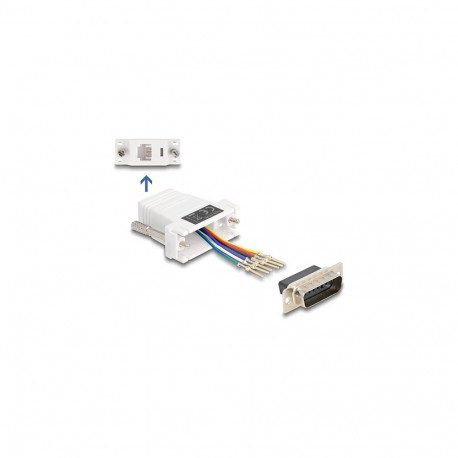 Delock D-Sub 15 Pin pistik RJ12 pesa paigalduskomplekt, valge