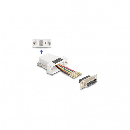 Delock D-Sub 15 Pin pesa RJ45 pesa paigalduskomplekt, valge