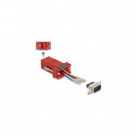 "Delock D-Sub 9 Pin Stecker zu RJ12 Buchse Montagesatz rot"