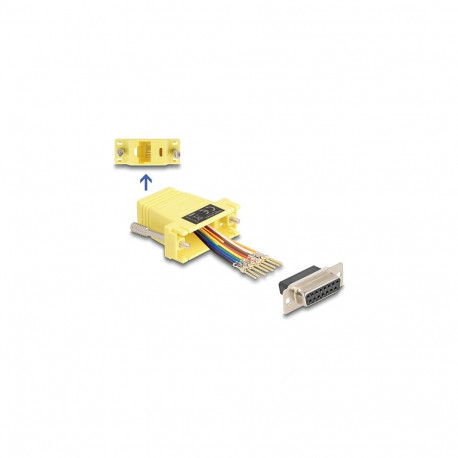 D-Sub 15-kontaktilise pesa ja RJ45 pesa paigalduskomplekt, kollane