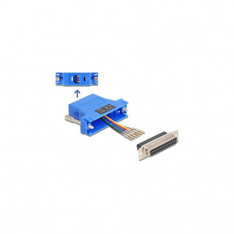 "Delock D-Sub 25 Pin Buchse zu RJ12 Buchse Montagesatz blau"