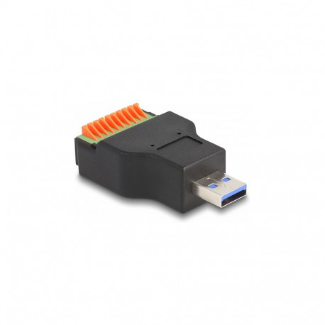 "Delock USB 3.2 Gen 1 Typ-A Stecker zu Terminalblock Adapter mit Drucktaster"
