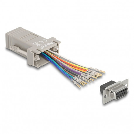 Delock D-Sub 9 Pin pesa ja RJ50 pesa paigalduskomplekt, hall