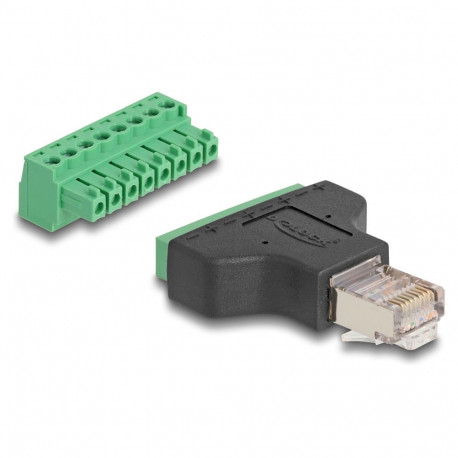 Adapter RJ45 pistik > klemmliist 8 Pin 2-osaline 3,81 mm