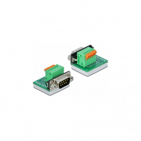 "Delock D-Sub 9 Stecker zu Terminalblock mit Drucktaster vertikal"