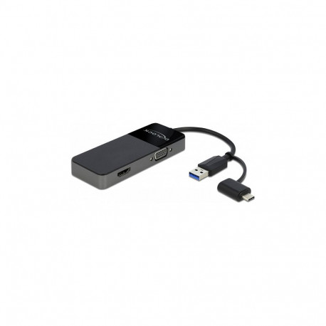 USB 3.2 Gen 1 adapter 4K HDMI ja VGA jaoks, jaoturifunktsiooniga