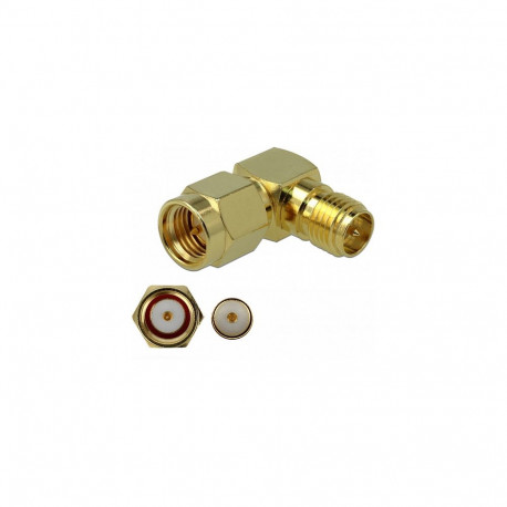 "Delock Adapter SMA Stecker zu RP-SMA Buchse 90° 3 GHz"