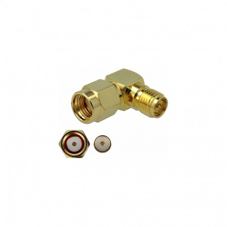 "Adapter RP-SMA Stecker zu RP-SMA Buchse 90° 3 GHz"