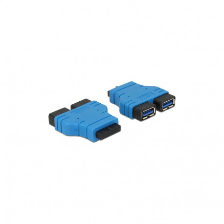 "Delock Adapter USB 3.0 Pfostenbuchse > 2 x USB 3.0 Typ-A Buchse – nebeneinander"