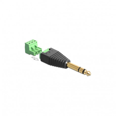 "Adapter Klinke Stecker 6,35 mm > Terminalblock 3 Pin 2-teilig"