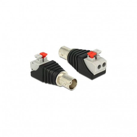 "Adapter BNC Buchse > Terminalblock mit Drucktasten 2 Pin"