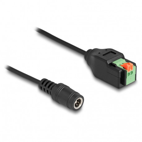 "Delock DC 5,5 x 2,1 mm Buchse zu 2 Pin Terminalblock Adapter mit Drucktaster 15 cm"