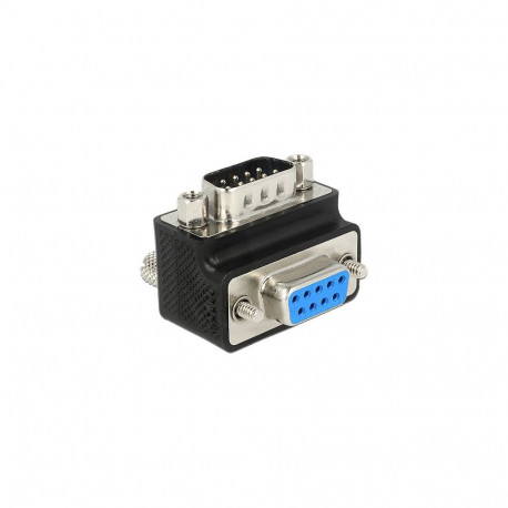 "D-Sub 9 Pin Stecker > Buchse 90° gewinkelt Mutter und Schraube tauschbar"
