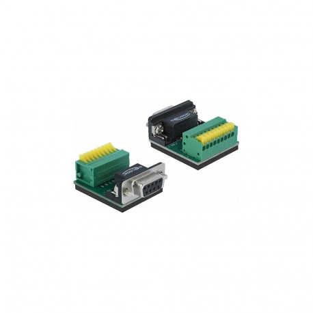 "Adapter D-Sub 9 Pin Buchse zu Terminalblock 9 Pin mit Drucktaster"