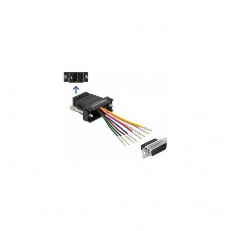 "Delock D-Sub 15 Pin Stecker zu RJ45 Buchse Montagesatz schwarz"