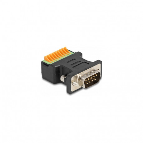 "Delock D-Sub 9 Stecker zu Terminalblock Adapter mit Drucktaster"