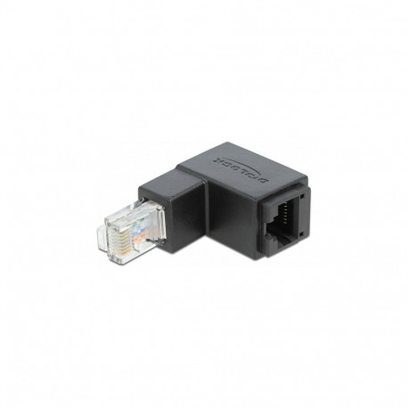 "Delock Adapter RJ45 Stecker unten gewinkelt zu RJ45 Buchse Cat.6 UTP"