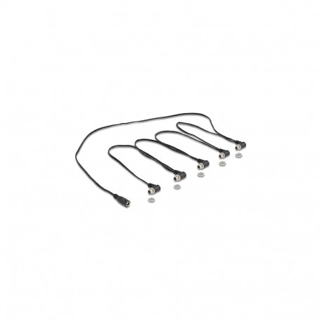 Delock DC harukaabel 1 x sirge pesa kuni 5 x pesa 5,5 x 2,1 mm 90° nurga all paigaldatav must