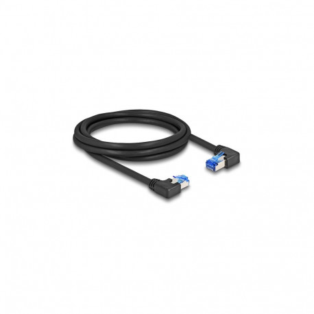 Delock RJ45 võrgukaabel Cat.6A S/FTP paremale / vasakule nurga all 2 m must