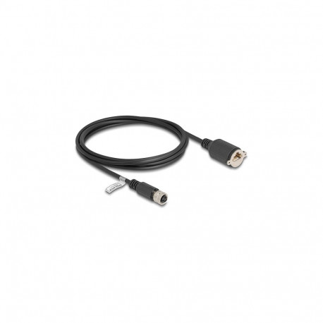 "Delock M12 Kabel D-kodiert 4 Pin Buchse zu RJ45 Buchse zum Einbau Cat.5e FTP 2 m schwarz"