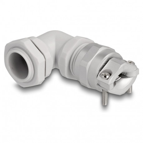 Delock PG11 hall 90° nurga all kaabliläbiviik tõmbetõkise ja paindekaitsega