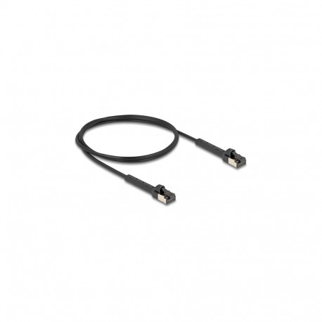 "Delock RJ45 Slim Netzwerkkabel Cat.8.1 U/FTP winkelbar bis 40 Gbps schwarz 1 m"