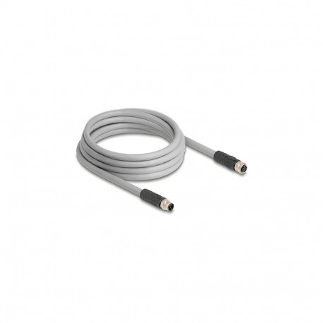 "Delock M12 Kabel L-kodiert 5 Pin Stecker zu Buchse PUR schleppkettentauglich 3 m grau"