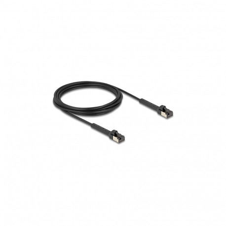 "Delock RJ45 Slim Netzwerkkabel Cat.8.1 U/FTP winkelbar bis 40 Gbps schwarz 3 m"