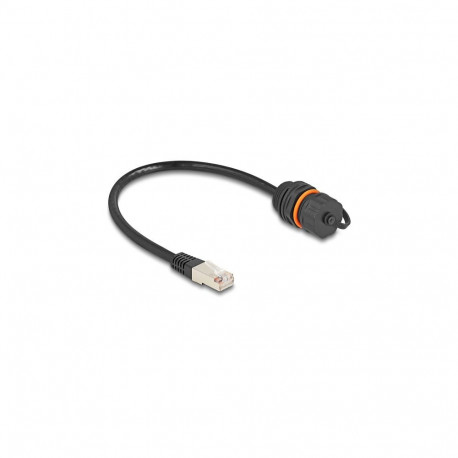 "Delock Kabel RJ45 Stecker zu RJ45 Buchse Cat.6A zum Einbau mit M20 Gewinde und Verschlusskappe IP68