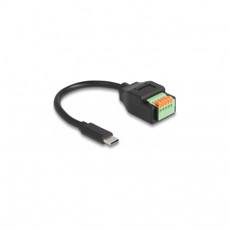 "USB 2.0 Kabel USB Type-C™ Stecker zu Terminalblock Adapter mit Drucktaster 15 cm"