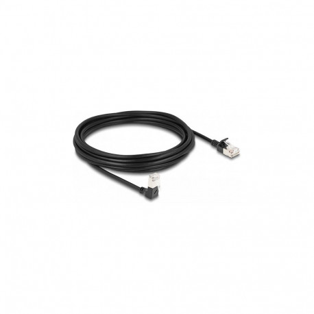 "Delock RJ45 Netzwerkkabel Cat.6A S/FTP Slim 90° unten gewinkelt / gerade 5 m schwarz"