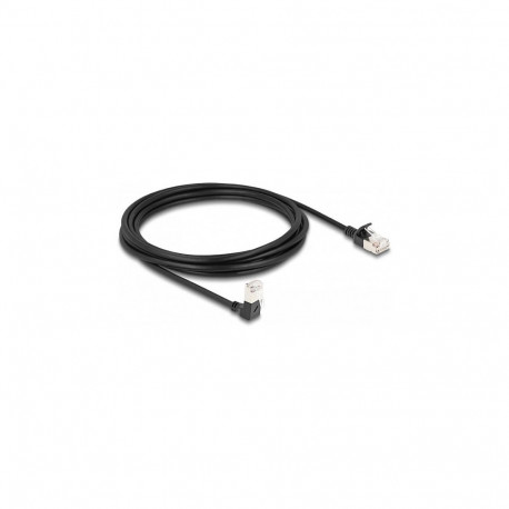 Delock RJ45 võrgukaabel Cat.6A S/FTP Slim 90° altnurga all / sirge 3 m must