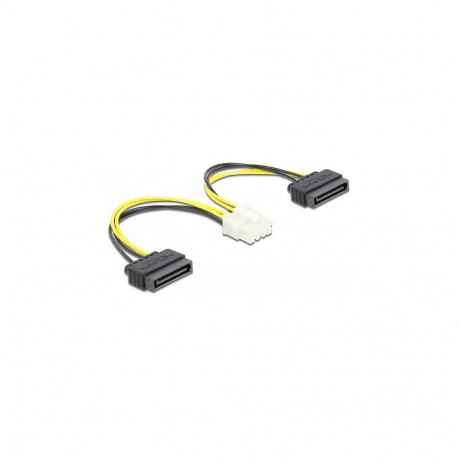 "Delock Stromkabel 2 x SATA 15 Pin Stecker zu 8 Pin EPS Stecker 15 cm"