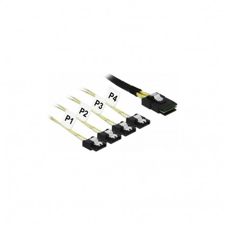 "Delock Kabel Mini SAS SFF-8087 > 4 x SATA 7 Pin 0,5 m Metall"