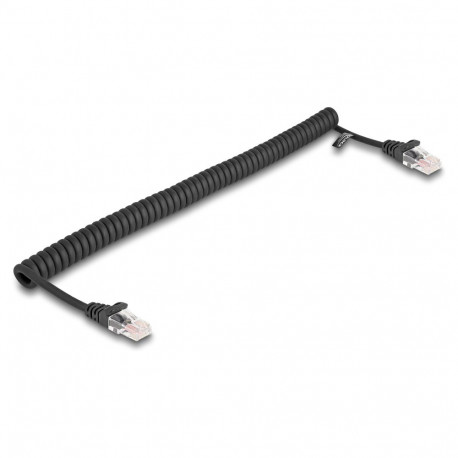 "Delock RJ45 Spiralkabel Stecker zu Stecker Cat.5e 1 m schwarz"