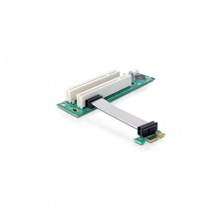 "Riser Karte PCI Express x1 > 2 x PCI mit flexiblem Kabel 9 cm links gerichtet"