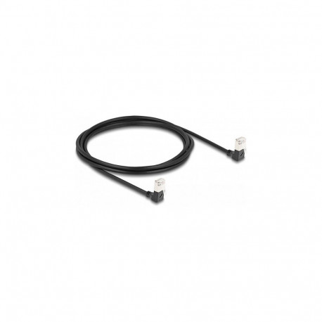 "Delock RJ45 Netzwerkkabel Cat.6A S/FTP Slim 90° unten / unten gewinkelt 2 m schwarz"