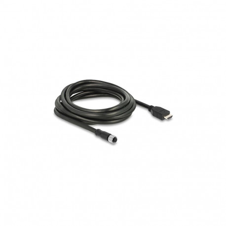 "Delock M12 Kabel A-kodiert 17 Pin Buchse zu HDMI Stecker 3 m schwarz"