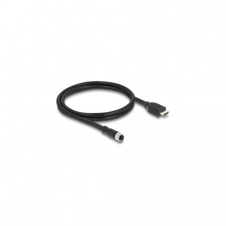 "Delock M12 Kabel A-kodiert 17 Pin Buchse zu HDMI Stecker 1 m schwarz"